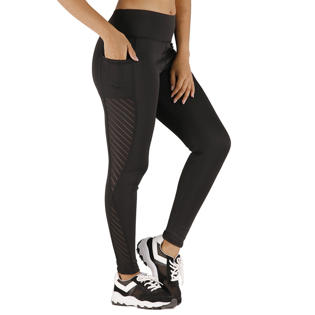 Women Yoga Pants Elastic High Waist Sport Fitness Leggings Slim Trousers Women Yoga Pants Elastic High Waist Sport Fitness Leggings Slim Trousers